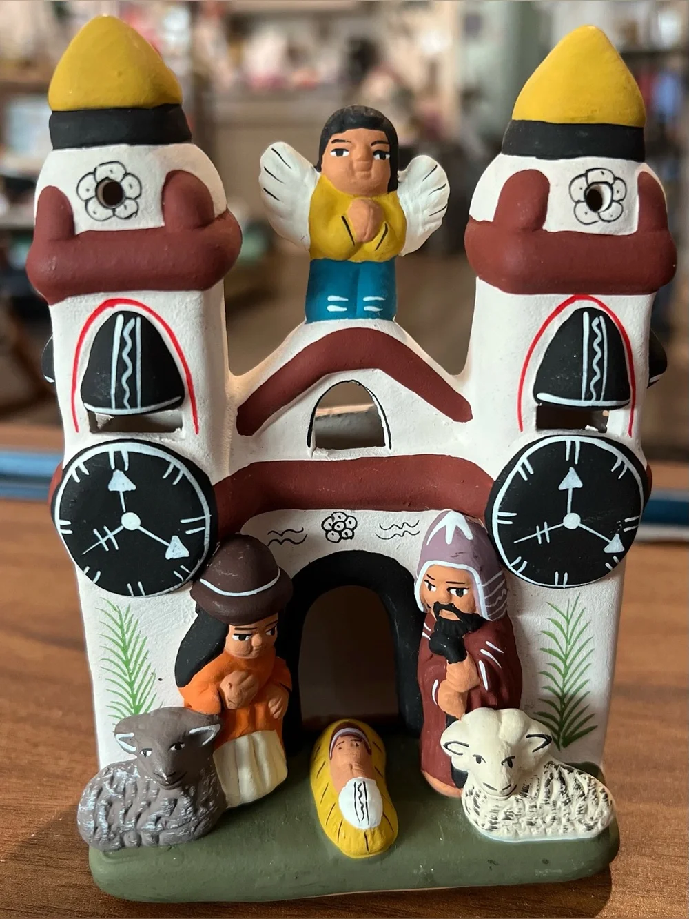 VTG Peru Clay Ceramic Pottery Folk Art Mission Church Nativity Manger Scene